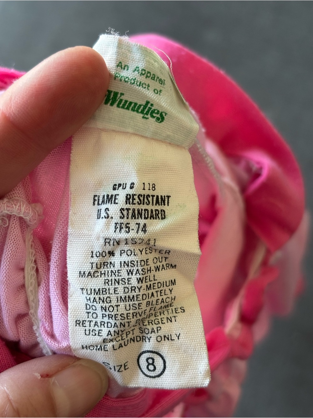 Vintage 80s Cabbage Patch Kids Pink Pajama Romper Wundies Size 8 - Picture 7 of 7
